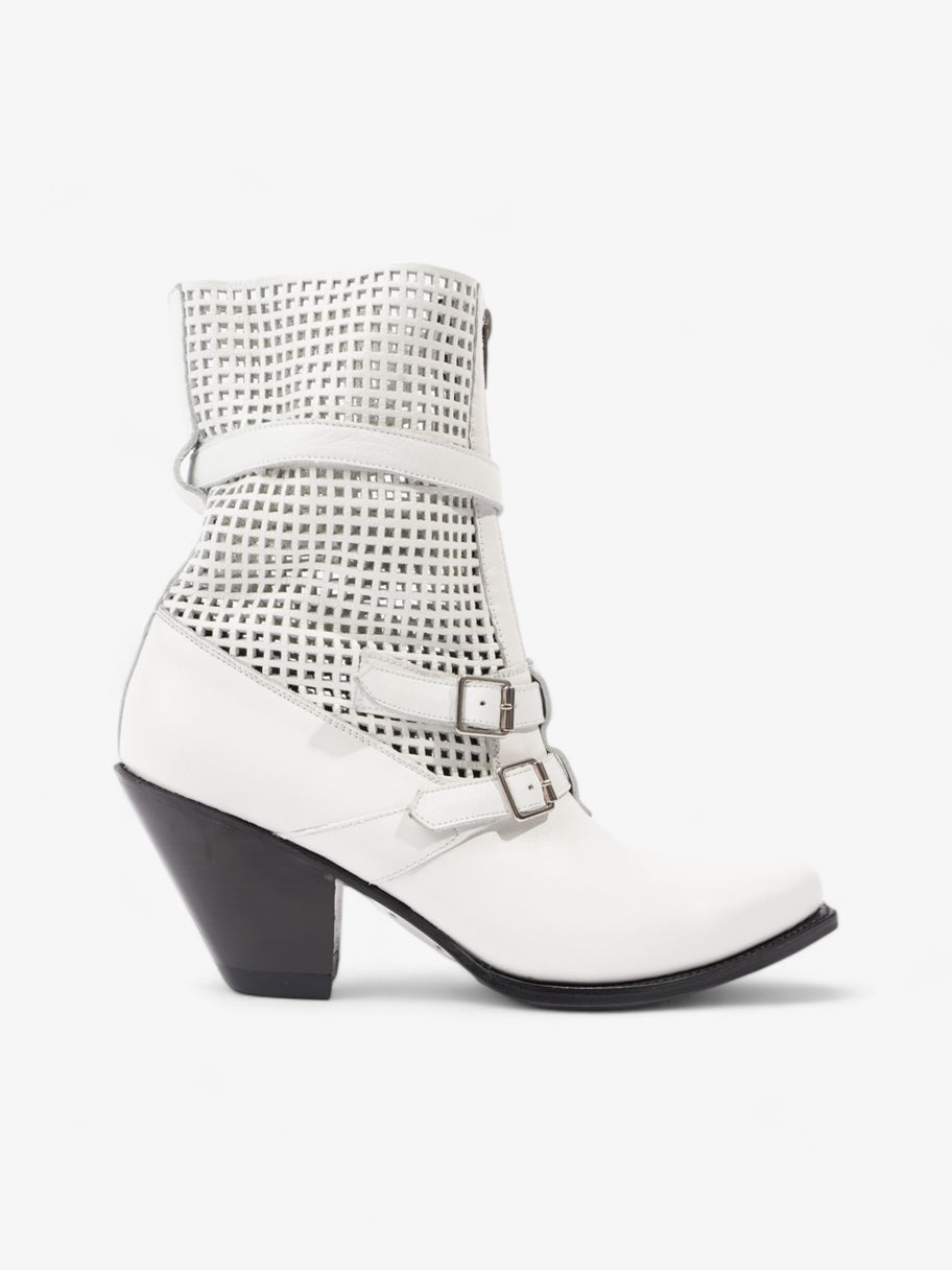 Celine Perferated Cowboy Boots White Leather EU 40 UK 7 Image 1