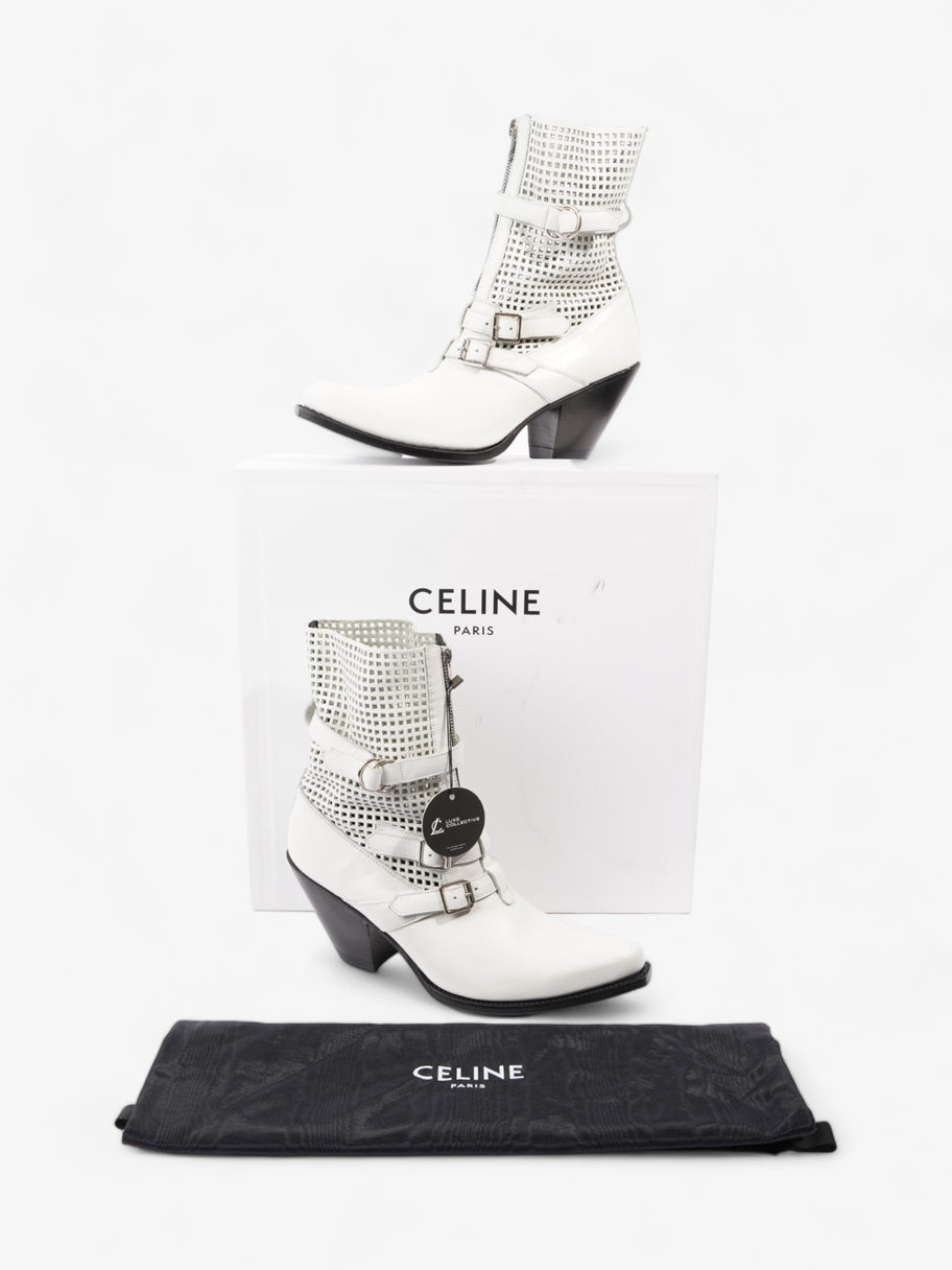 Celine Perferated Cowboy Boots White Leather EU 40 UK 7 Image 10