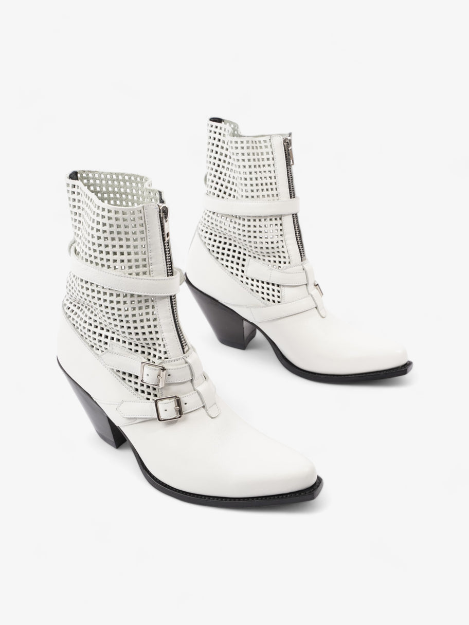 Celine Perferated Cowboy Boots White Leather EU 40 UK 7 Image 2