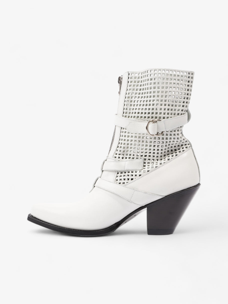 Celine Perferated Cowboy Boots White Leather EU 40 UK 7 Image 3