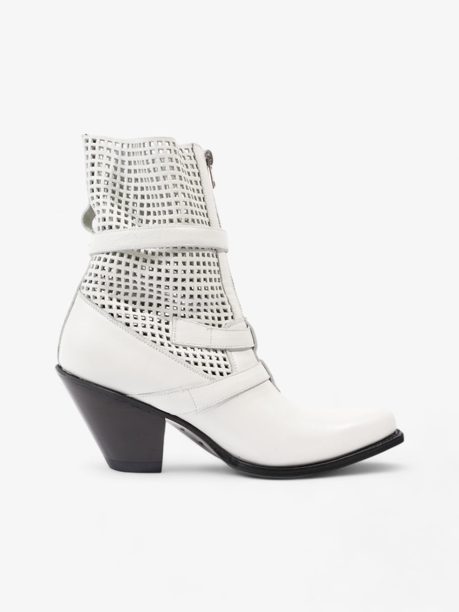 Celine Perferated Cowboy Boots White Leather EU 40 UK 7 Image 4