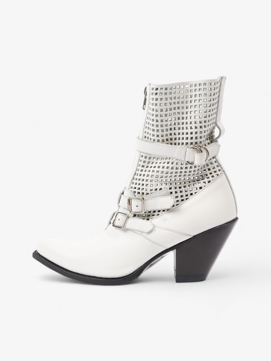 Celine Perferated Cowboy Boots White Leather EU 40 UK 7 Image 5