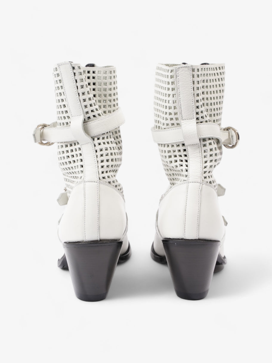 Celine Perferated Cowboy Boots White Leather EU 40 UK 7 Image 6