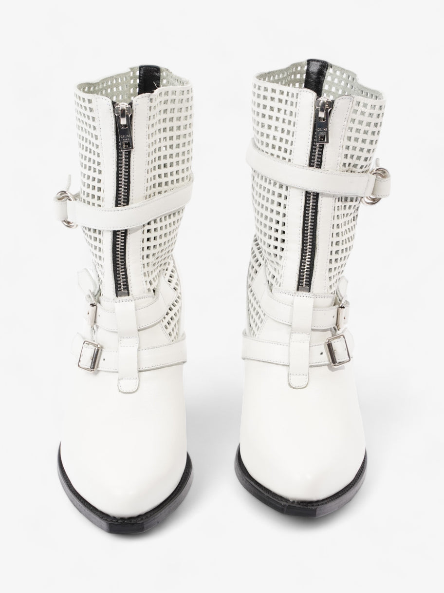 Celine Perferated Cowboy Boots White Leather EU 40 UK 7 Image 8