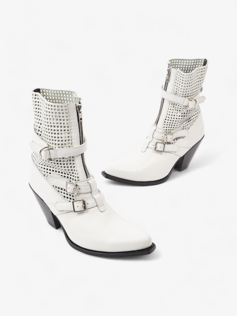 Celine Perferated Cowboy Boots White Leather EU 40 UK 7 Image 9