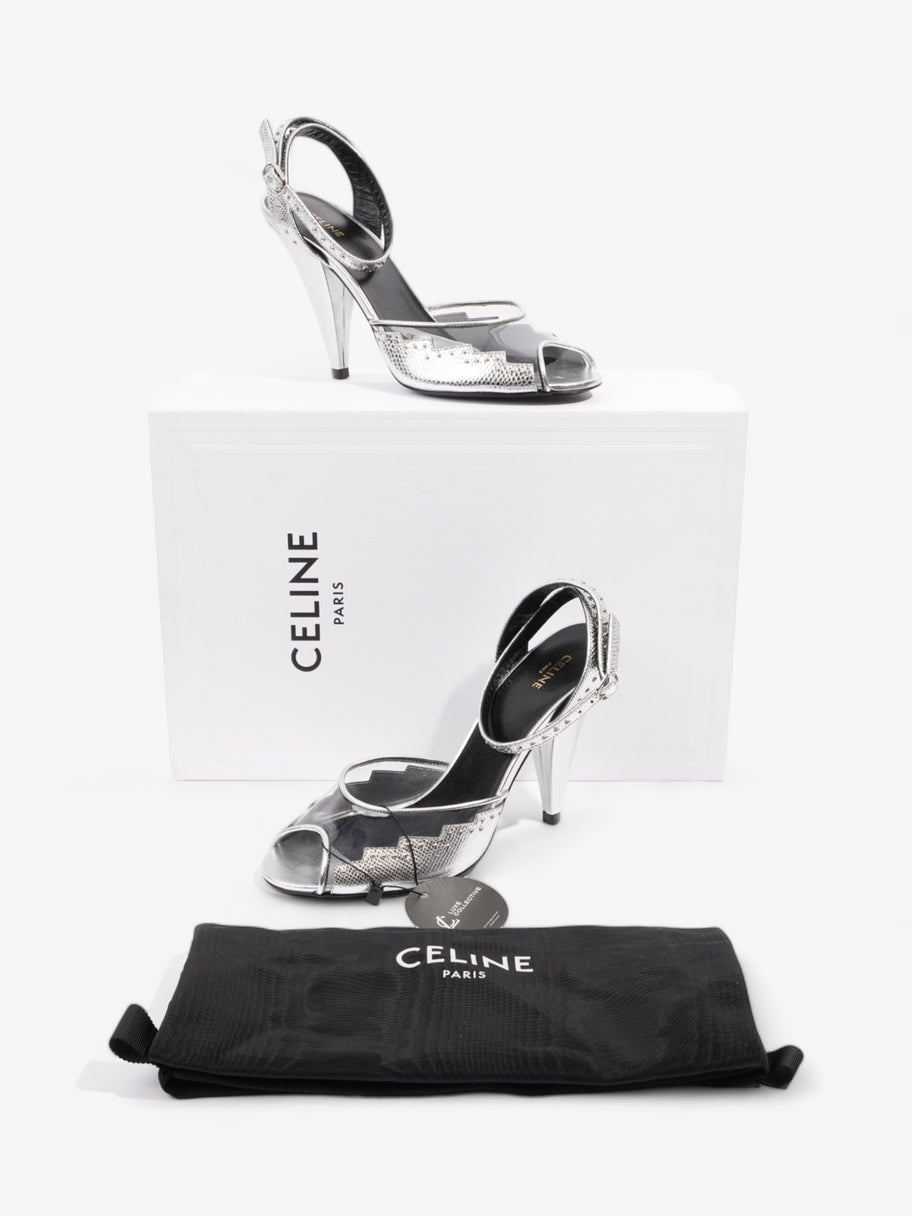 Celine Ankle Strap Heel Silver PVC EU 36 UK 3 Image 11