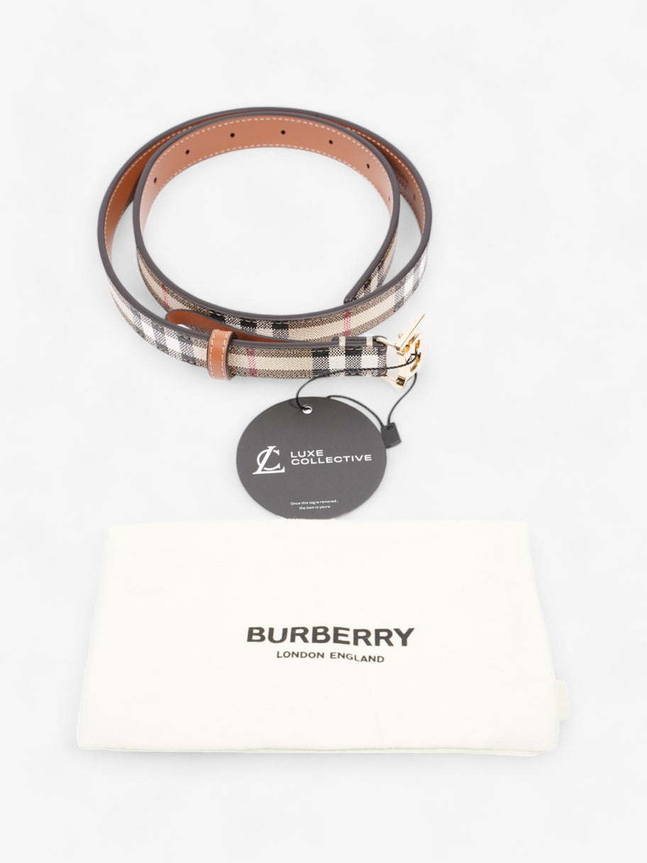 Burberry TB Belt Vintage Check / Light Gold Canvas Small - 87cm Image 6