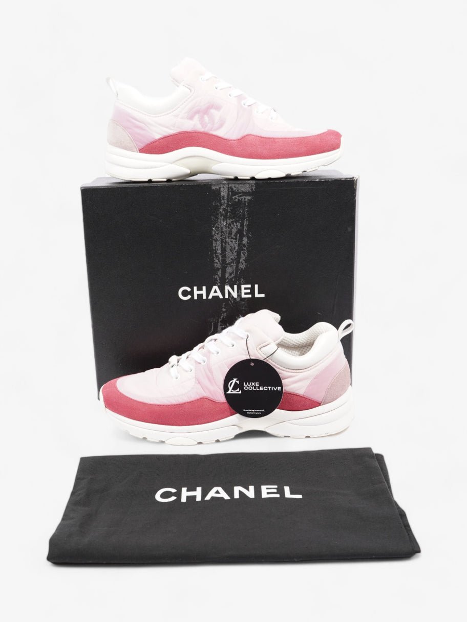 Chanel CC Logo Sneakers  Pink / Red / White Nylon EU 41 UK 8 Image 10