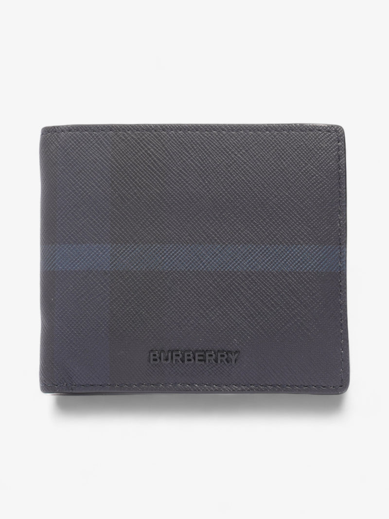  Burberry International Bifold Wallet Black / Navy Blue Canvas