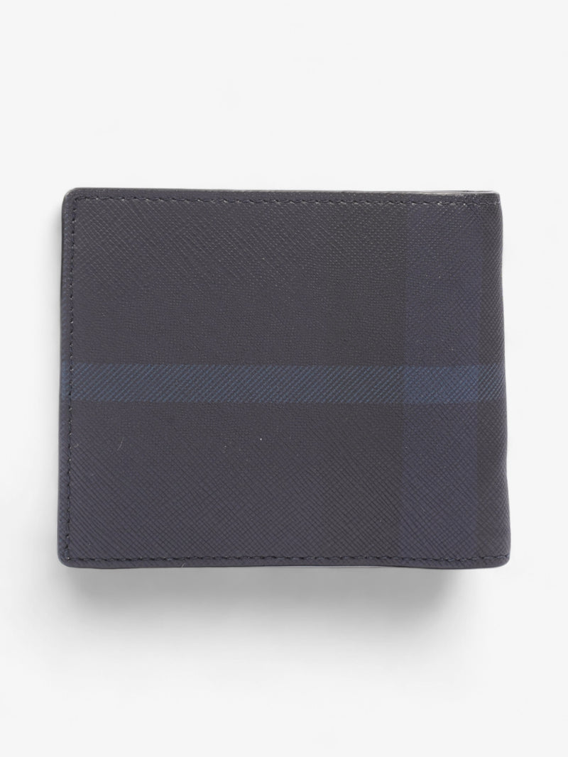  Burberry International Bifold Wallet Black / Navy Blue Canvas