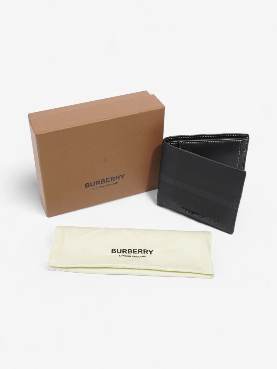 Burberry International Bifold Wallet Black / Navy Blue Canvas Image 8