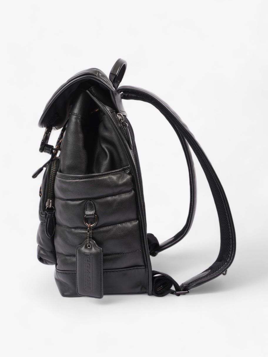 Coach League Flap Quilted Backpack Black Calfskin Leather Image 3