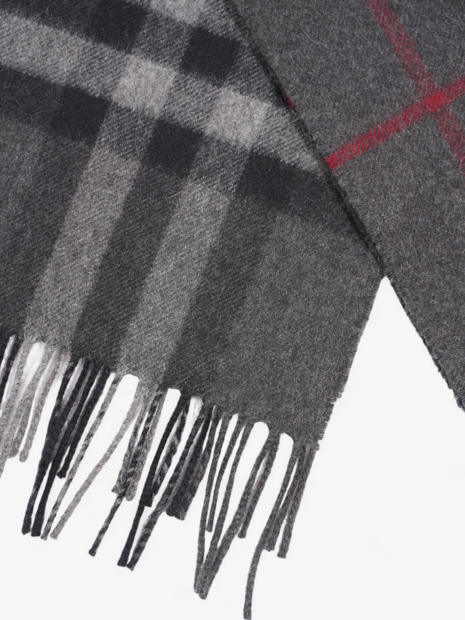 Burberry Giant Check Scarf Charcoal Cashmere Image 2