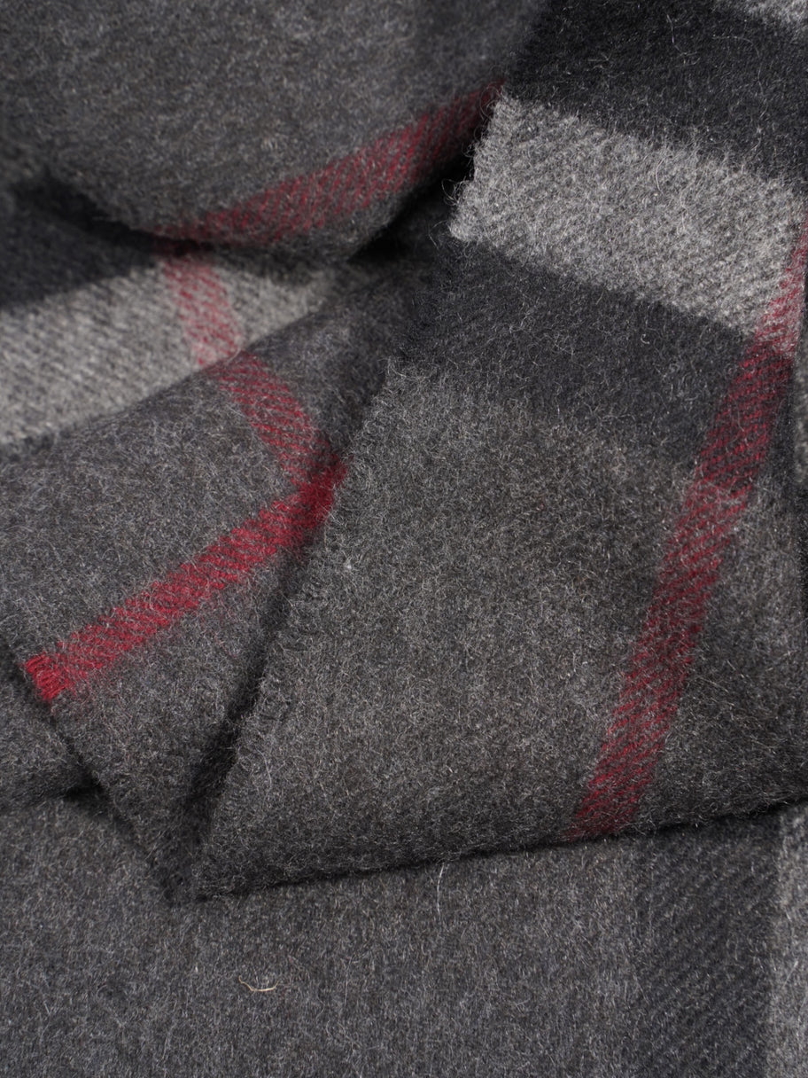 Burberry Giant Check Scarf Charcoal Cashmere Image 3