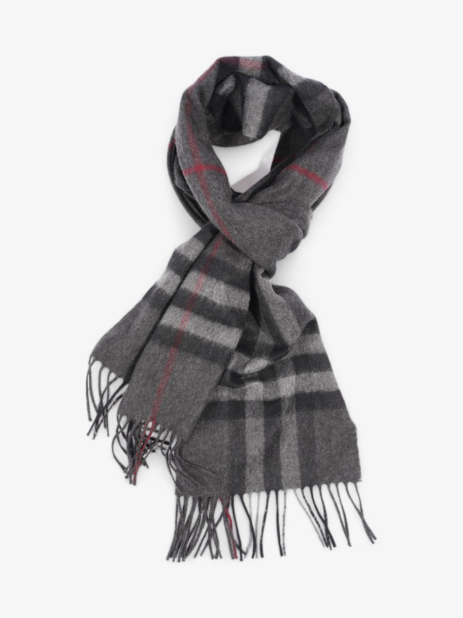 Burberry Giant Check Scarf Charcoal Cashmere Image 5