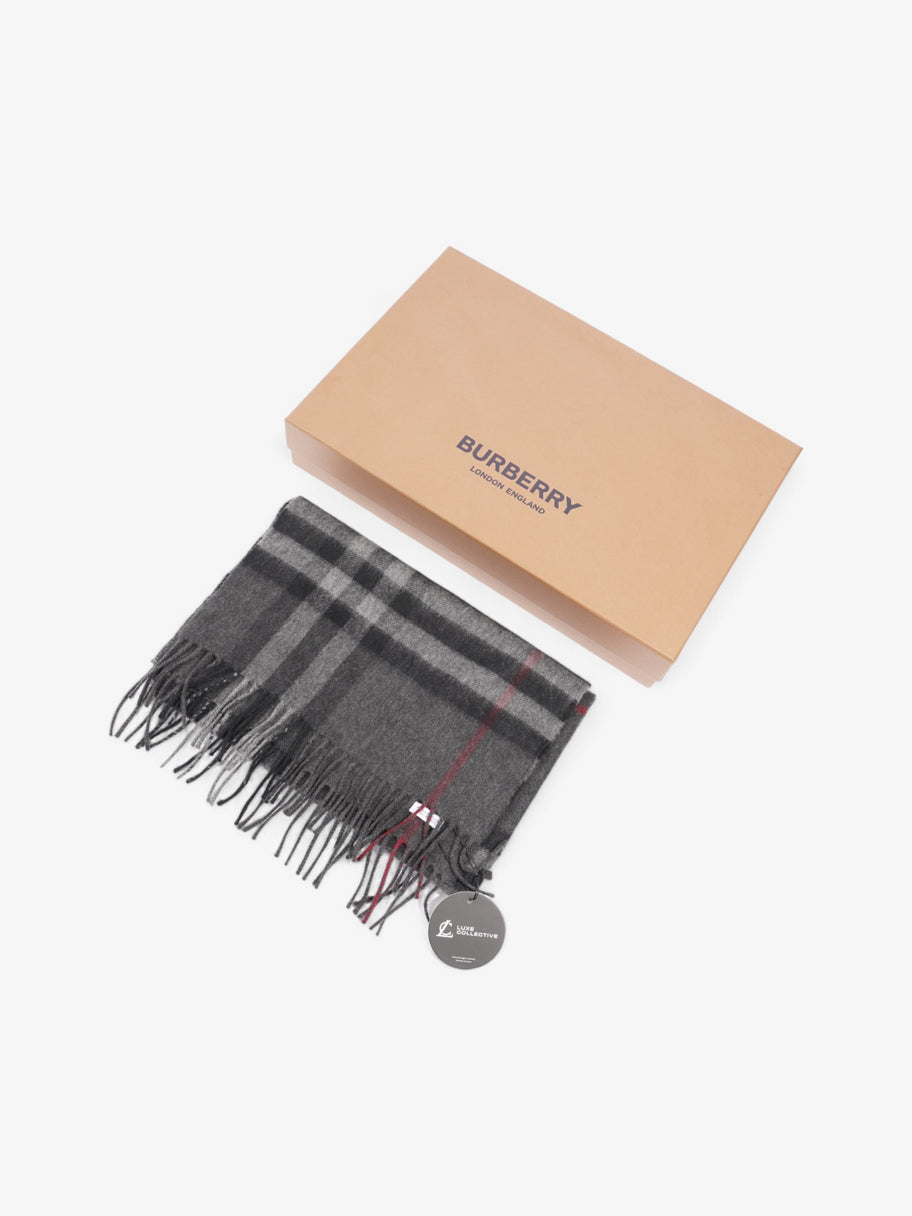 Burberry Giant Check Scarf Charcoal Cashmere Image 6