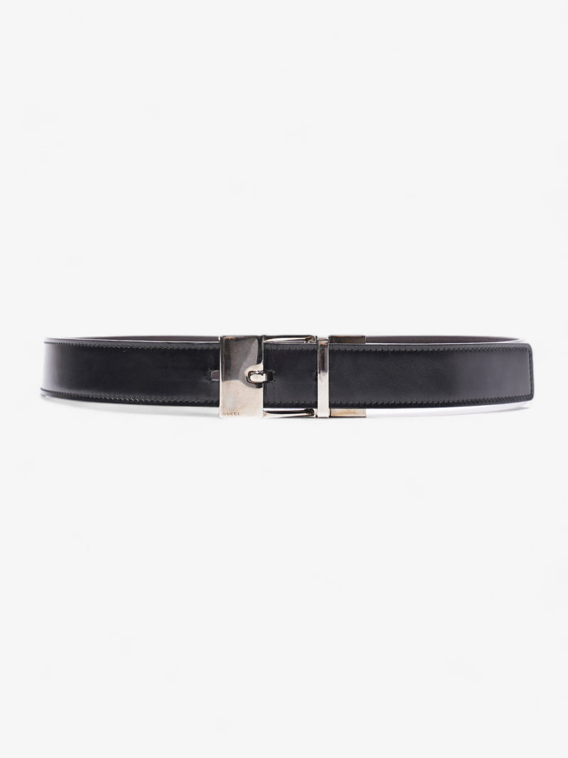  Gucci Square Buckle Belt Black Leather 80cm 32