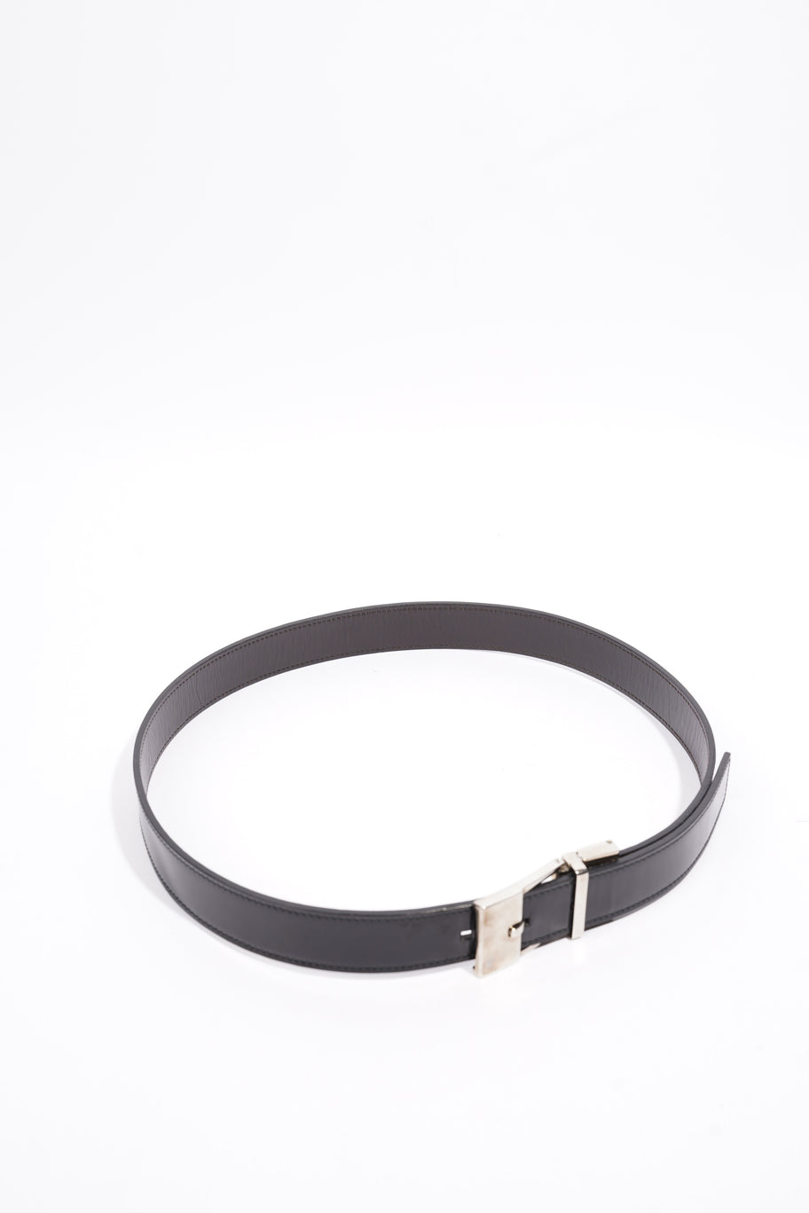 Gucci Square Buckle Belt Black Leather 80cm 32