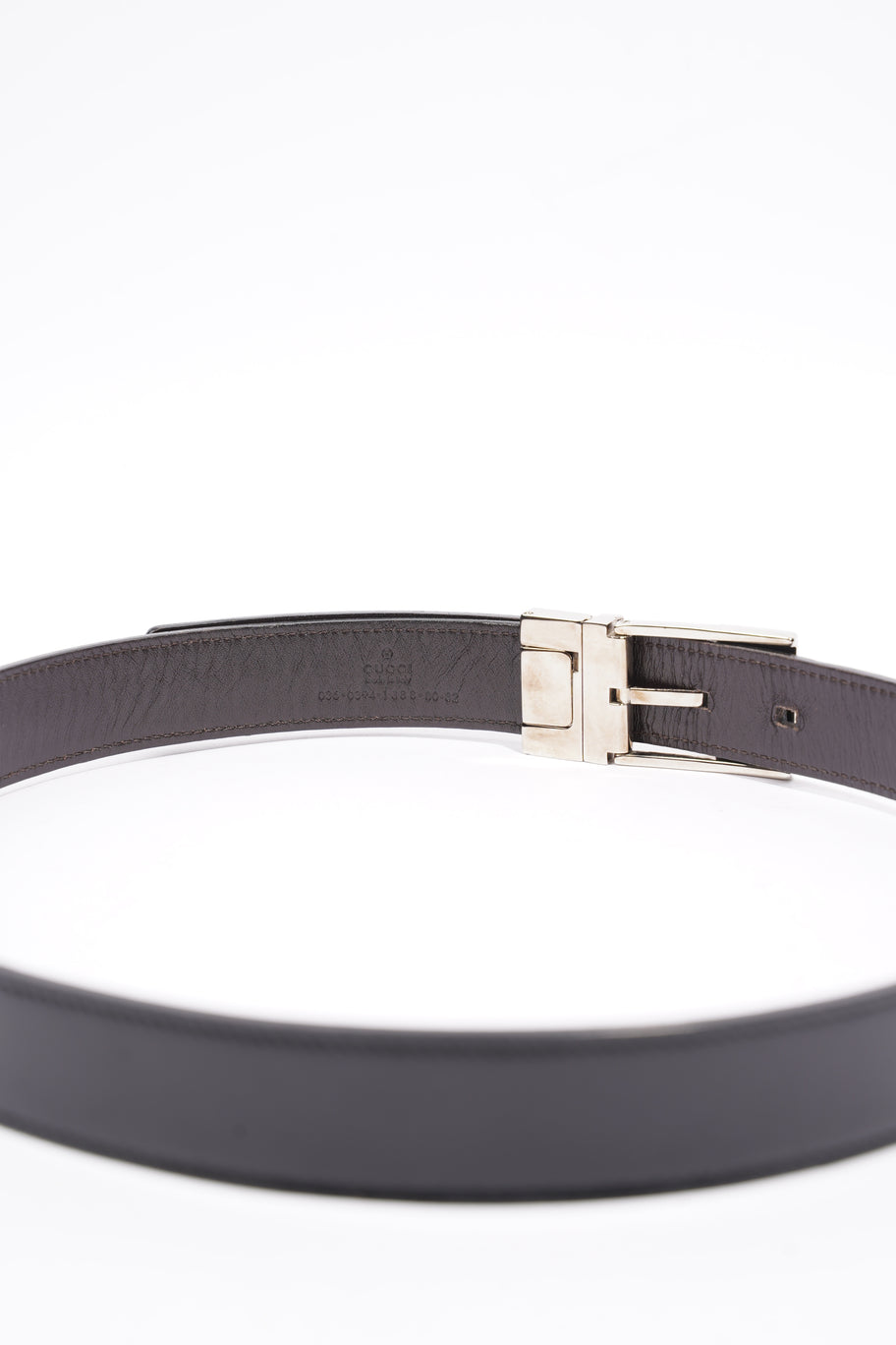 Gucci Square Buckle Belt Black Leather 80cm 32