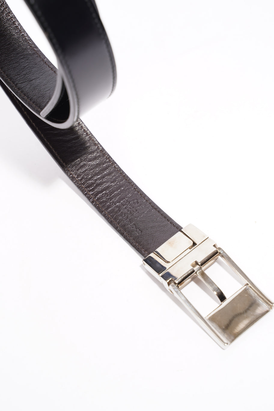 Gucci Square Buckle Belt Black Leather 80cm 32