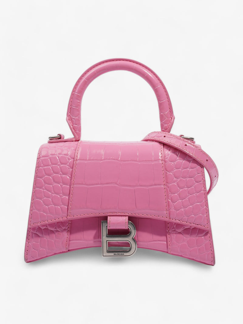  Balenciaga Hourglass Pink Embossed Leather XS