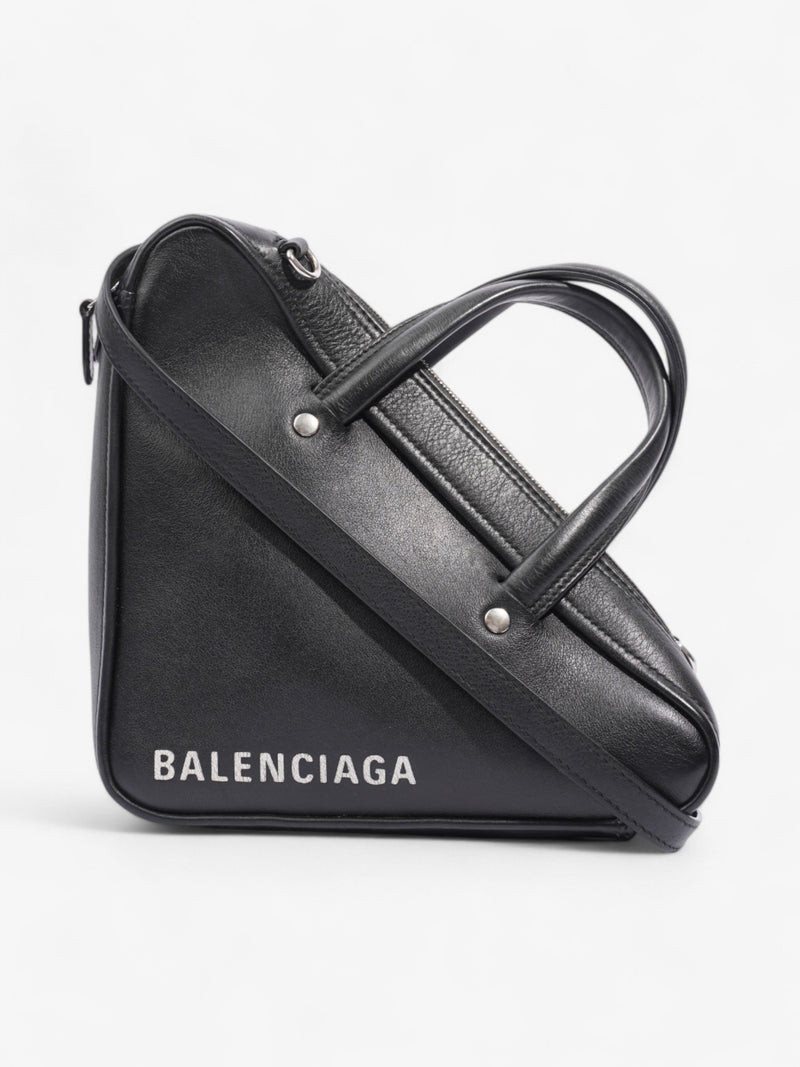  Balenciaga Triangle Bag Black / White Calfskin Leather