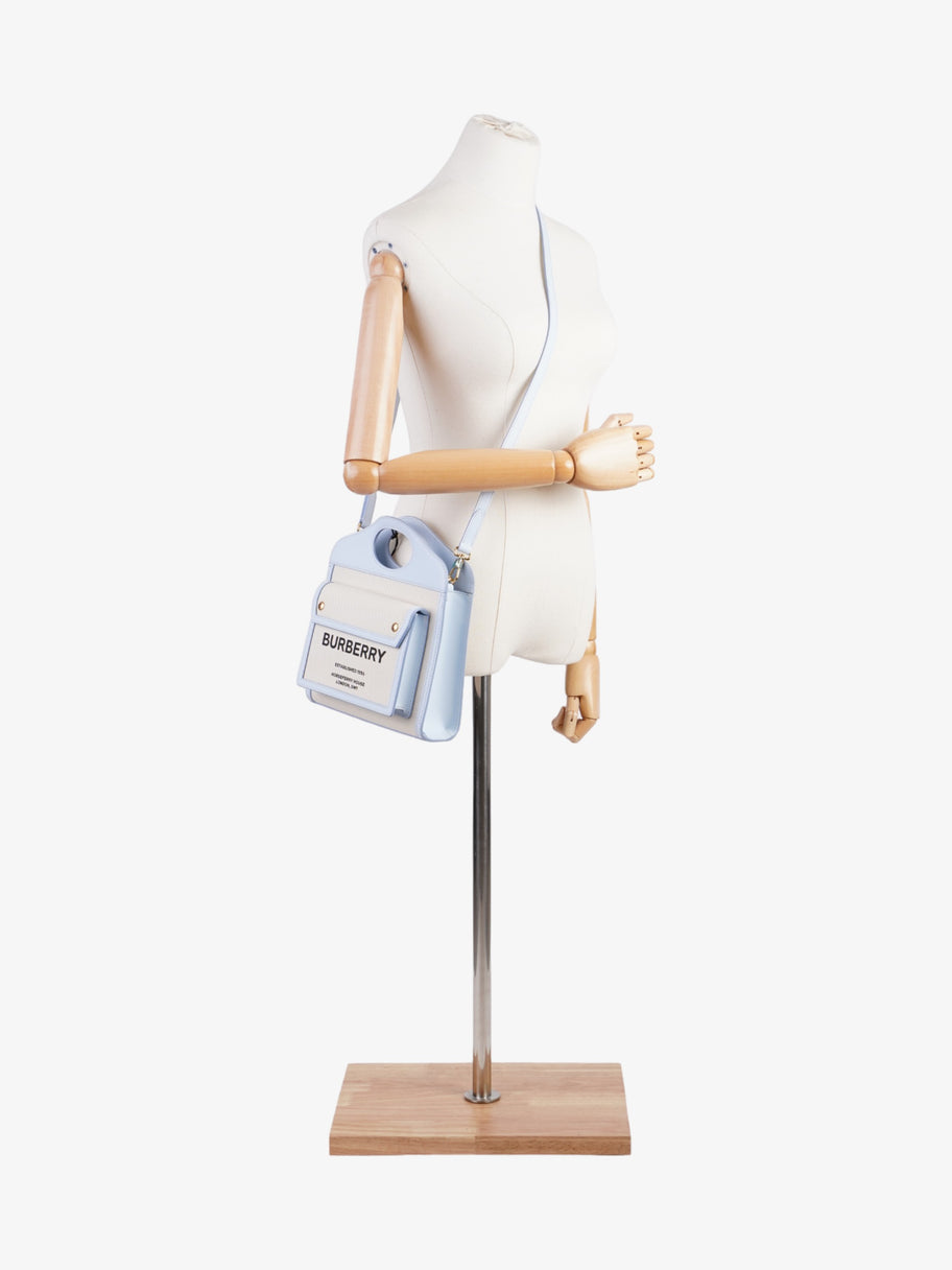 Burberry Pocket Bag Light Blue / Cream Canvas Mini Image 2