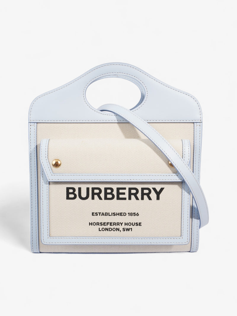  Burberry Pocket Bag Light Blue / Cream Canvas Mini