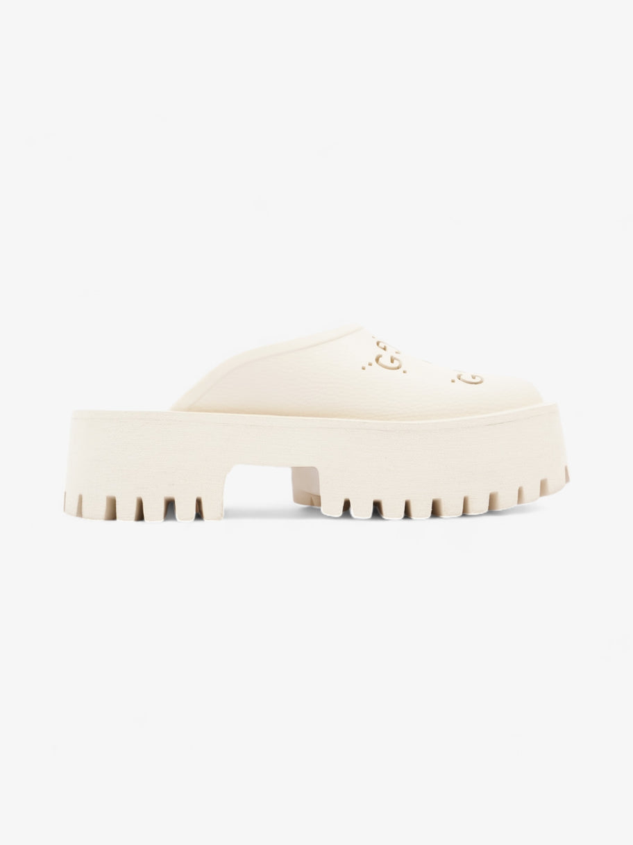 Gucci Perforated GG Platform Sandals Cream Rubber EU 37 UK 4 Image 4