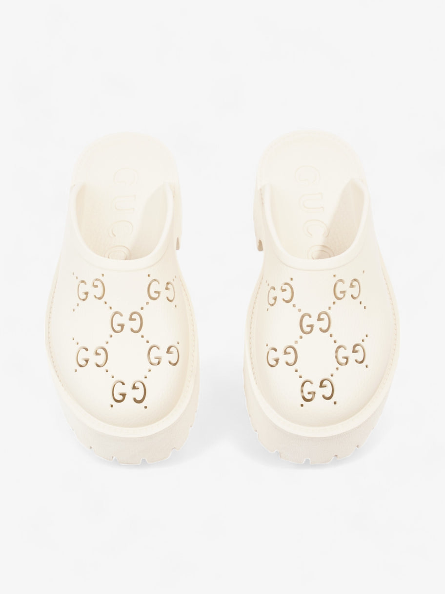 Gucci Perforated GG Platform Sandals Cream Rubber EU 37 UK 4 Image 8