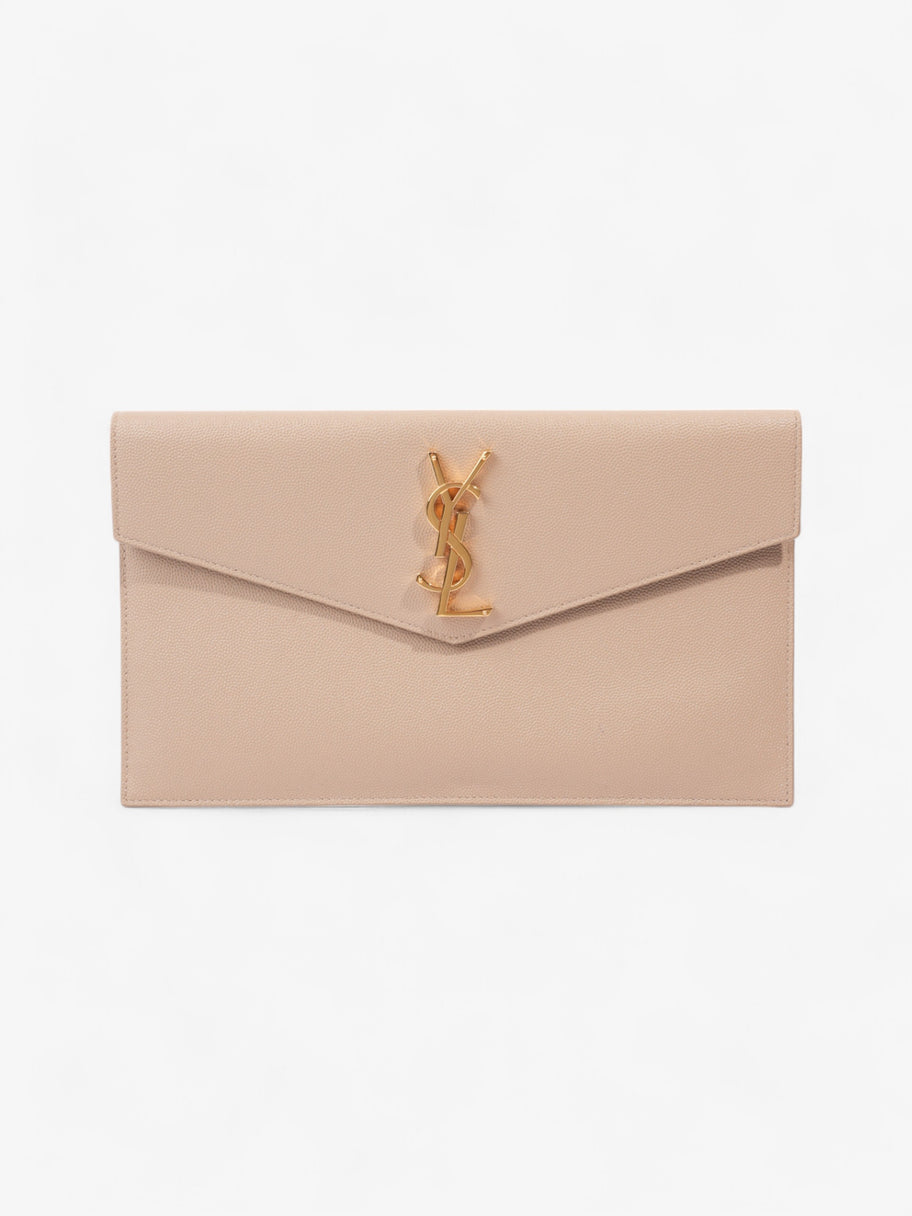 Saint Laurent Uptown Clutch Dark Beige Grained Leather Image 1