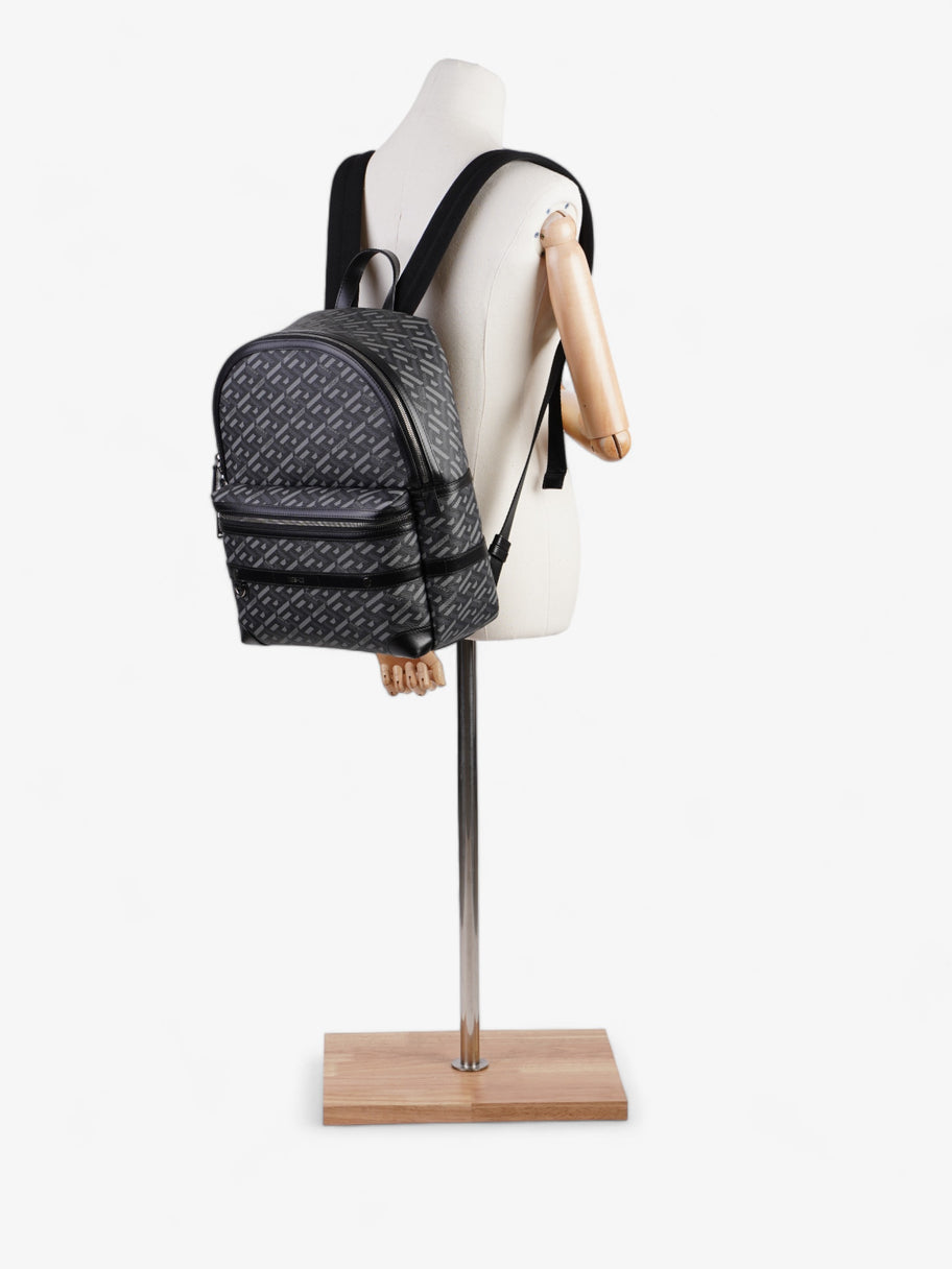 Versace La Greca Signature Backpack Grey Coated Canvas Image 2