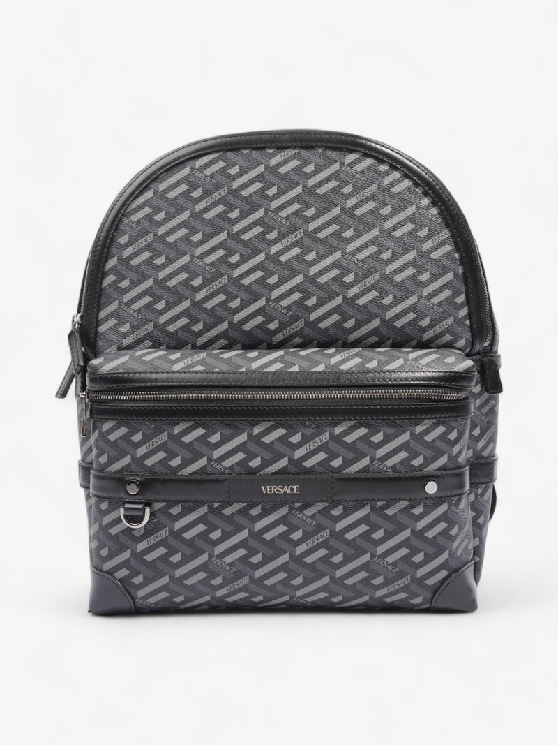  Versace La Greca Signature Backpack Grey Coated Canvas