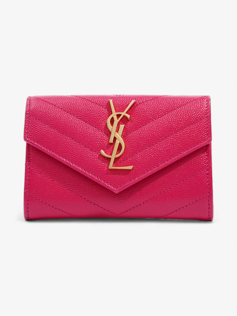  Saint Laurent Monogram Envelope Wallet Bubblegum Pink Calfskin Leather Small