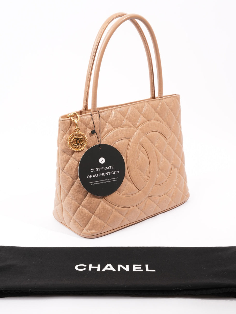 Chanel Medallion Tote Beige Caviar Leather Image 11