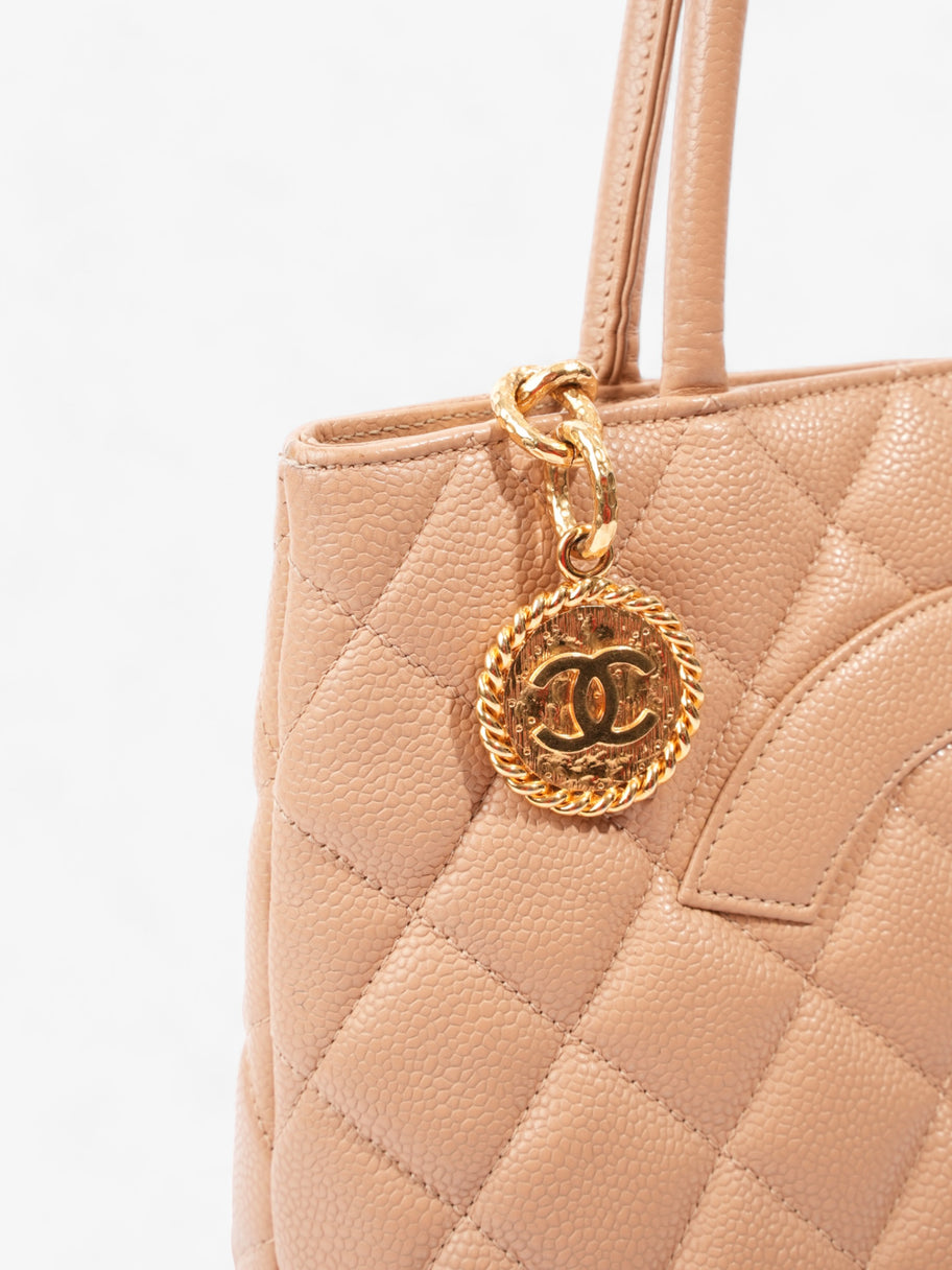 Chanel Medallion Tote Beige Caviar Leather Image 8