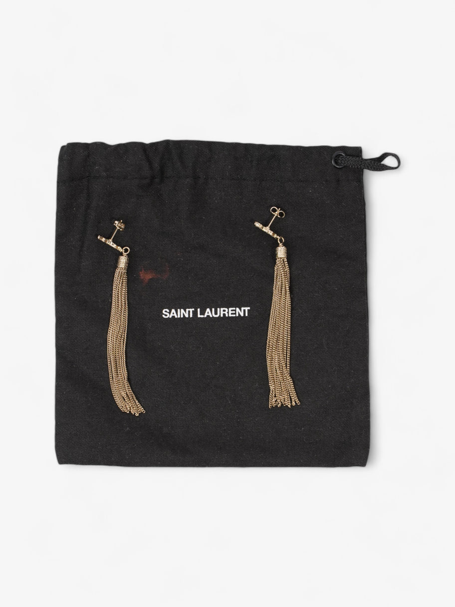 Saint Laurent Cassandre Tassel Earrings Gold Brass Image 4