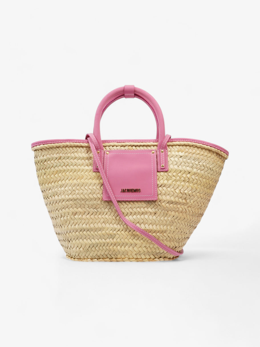 Jacquemus Le Panier Soli Tote Pink / Natural Palm Leaves Image 1