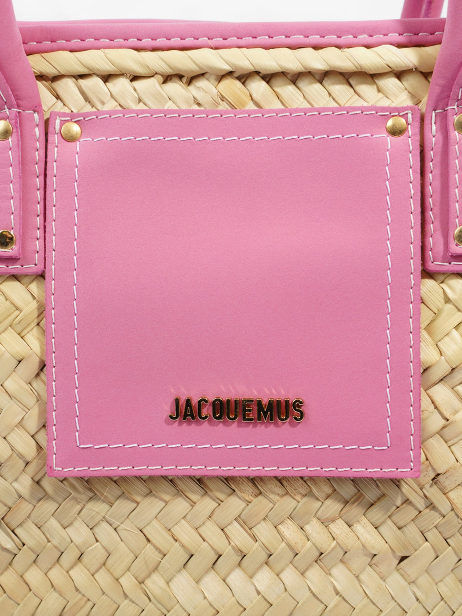 Jacquemus Le Panier Soli Tote Pink / Natural Palm Leaves Image 7