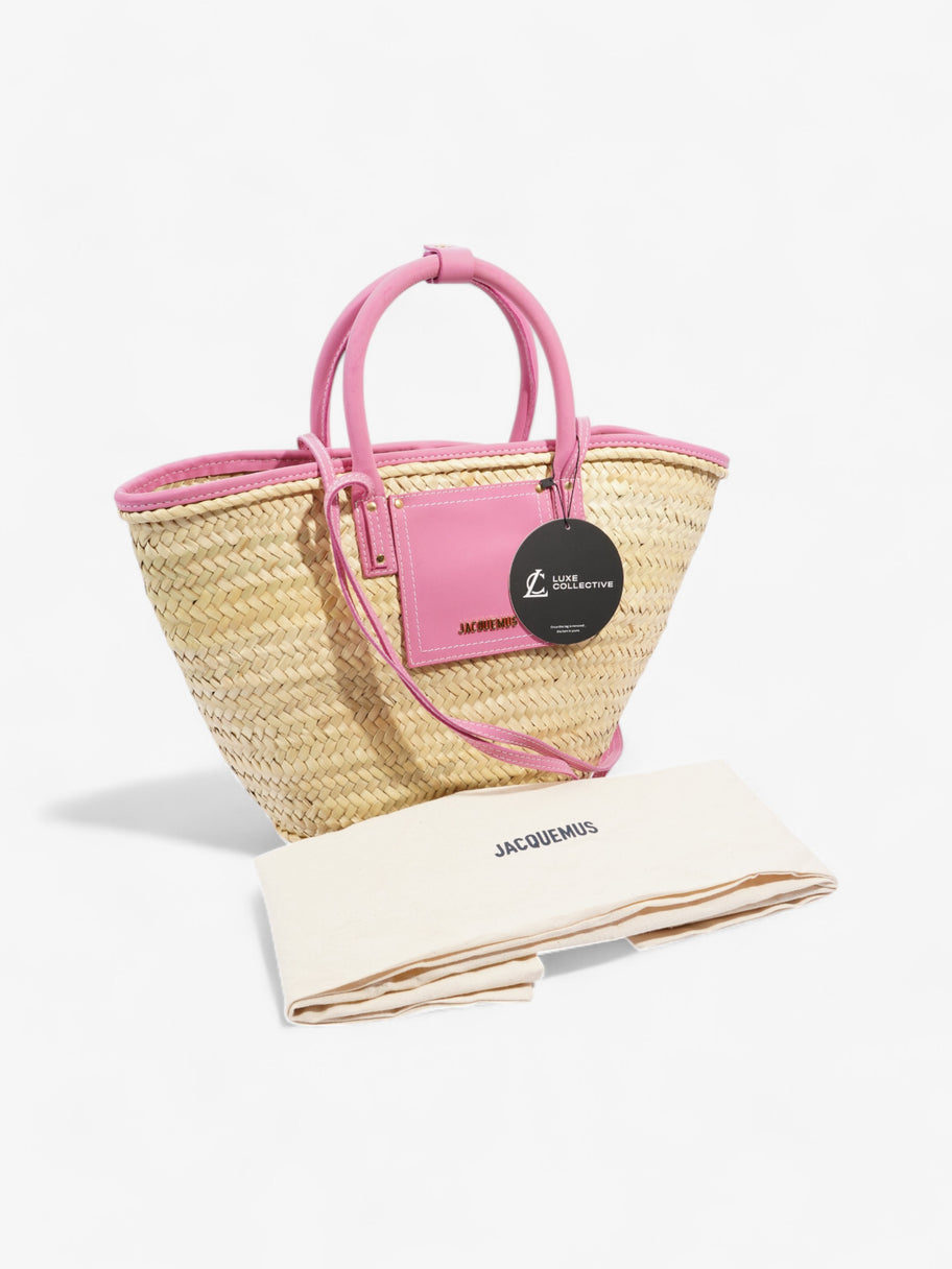 Jacquemus Le Panier Soli Tote Pink / Natural Palm Leaves Image 9