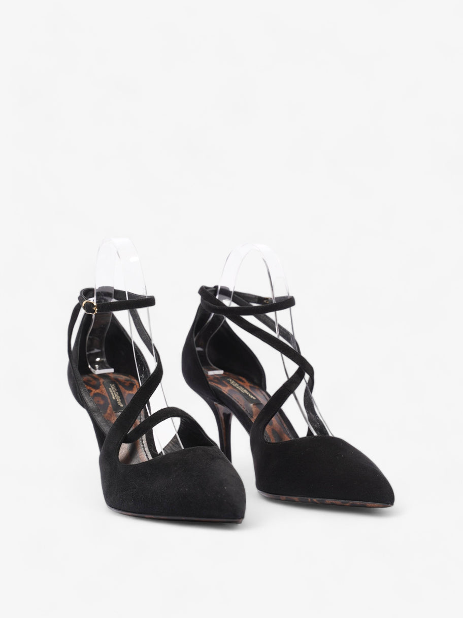 Dolce and Gabbana Ankle Strap Pump 90 Black Suede EU 38 UK 5 Image 2