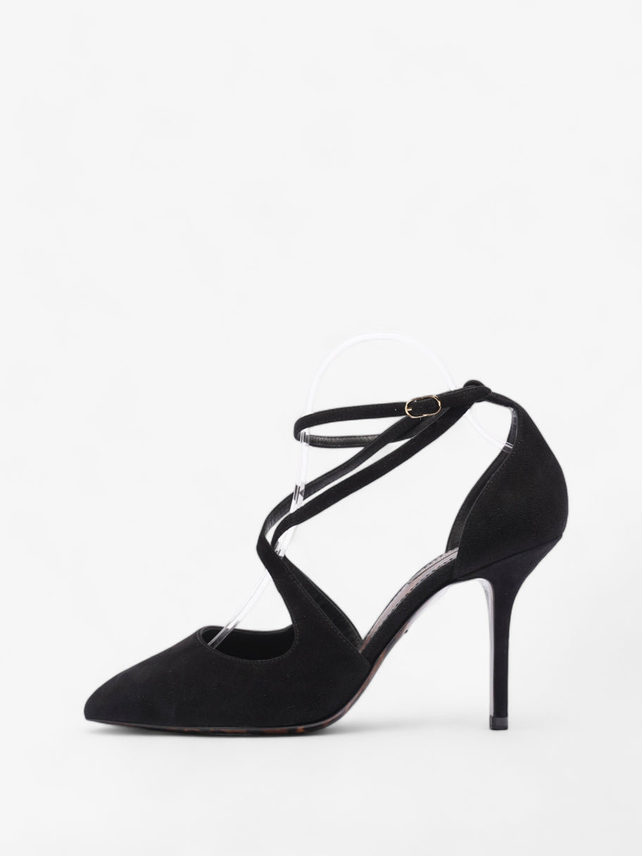 Dolce and Gabbana Ankle Strap Pump 90 Black Suede EU 38 UK 5 Image 5