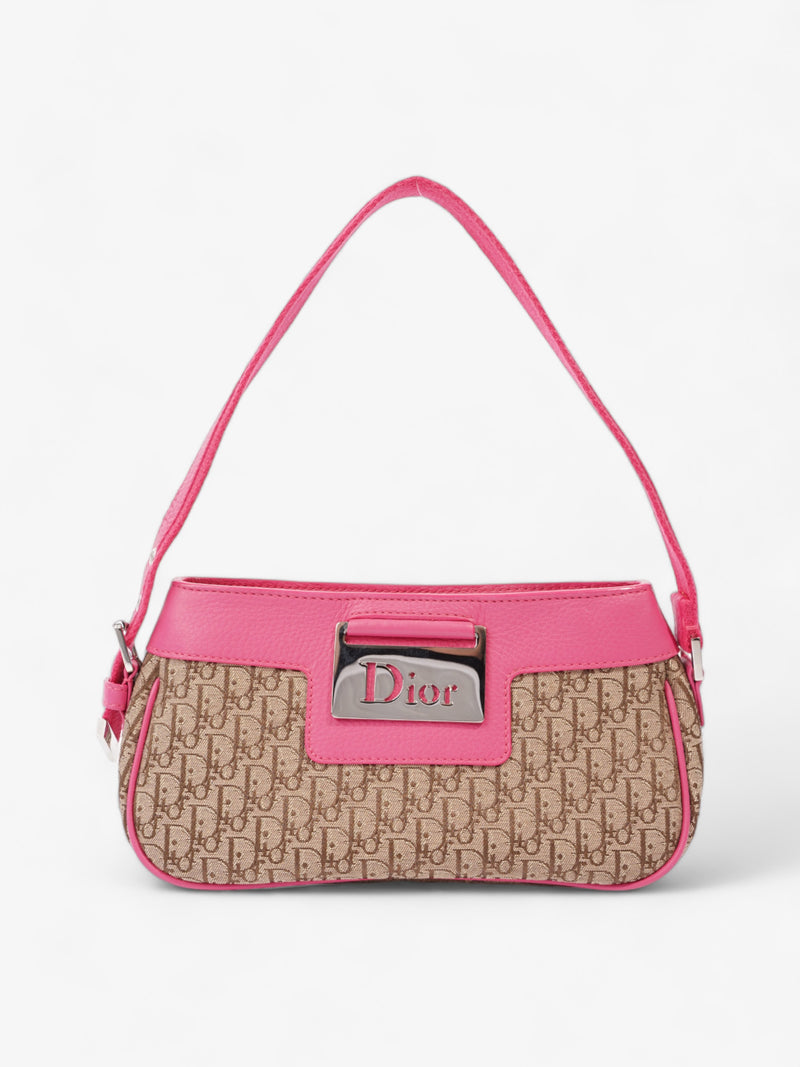  Christian Dior Street Chic Beige / Fuschia Canvas Mini