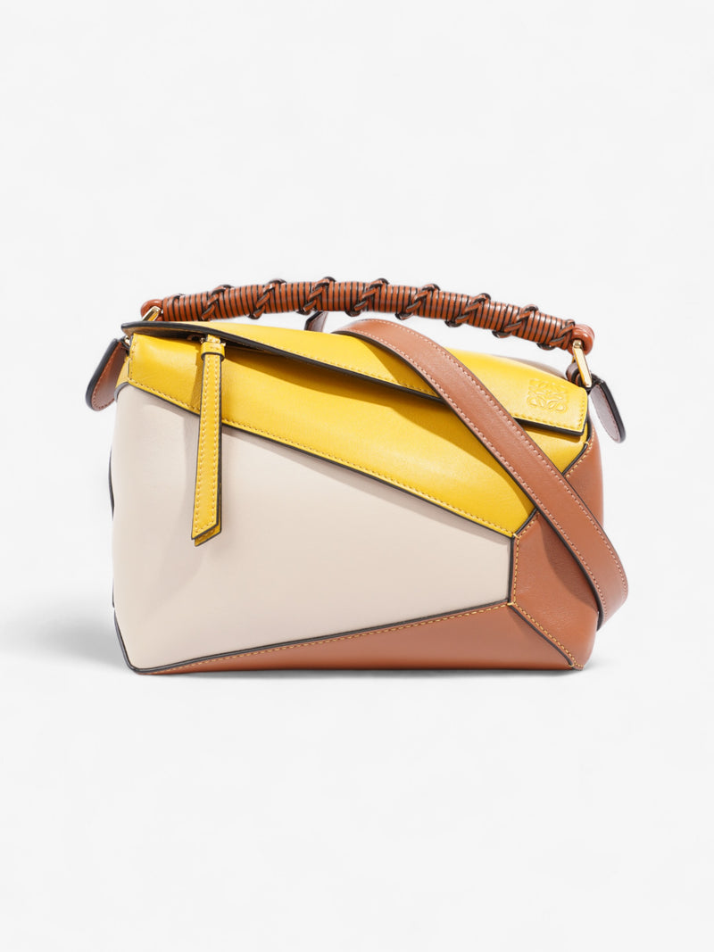  Loewe Puzzle Bag Brown / Yellow / Beige Calfskin Leather Small