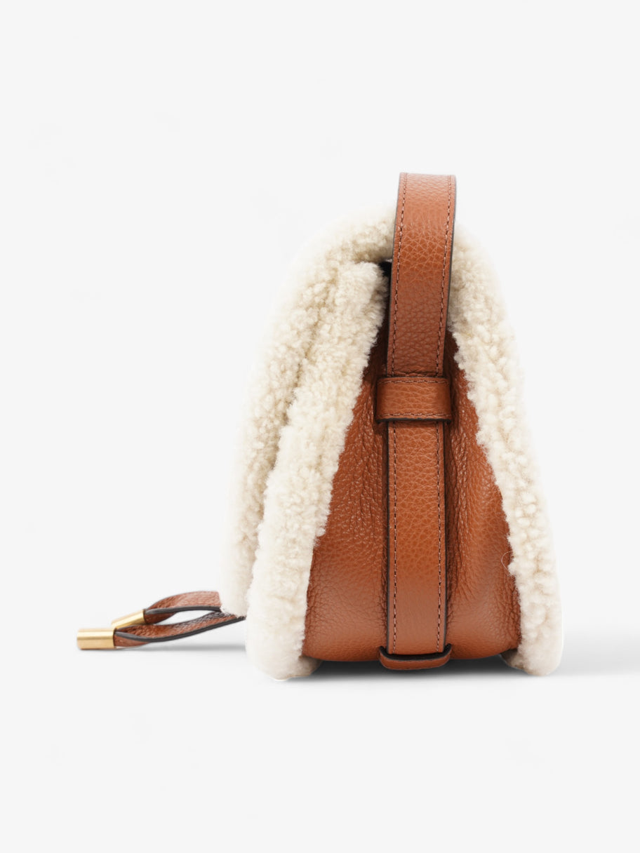 Shearling-Trim Marcie Saddle Tan Leather Mini Image 3