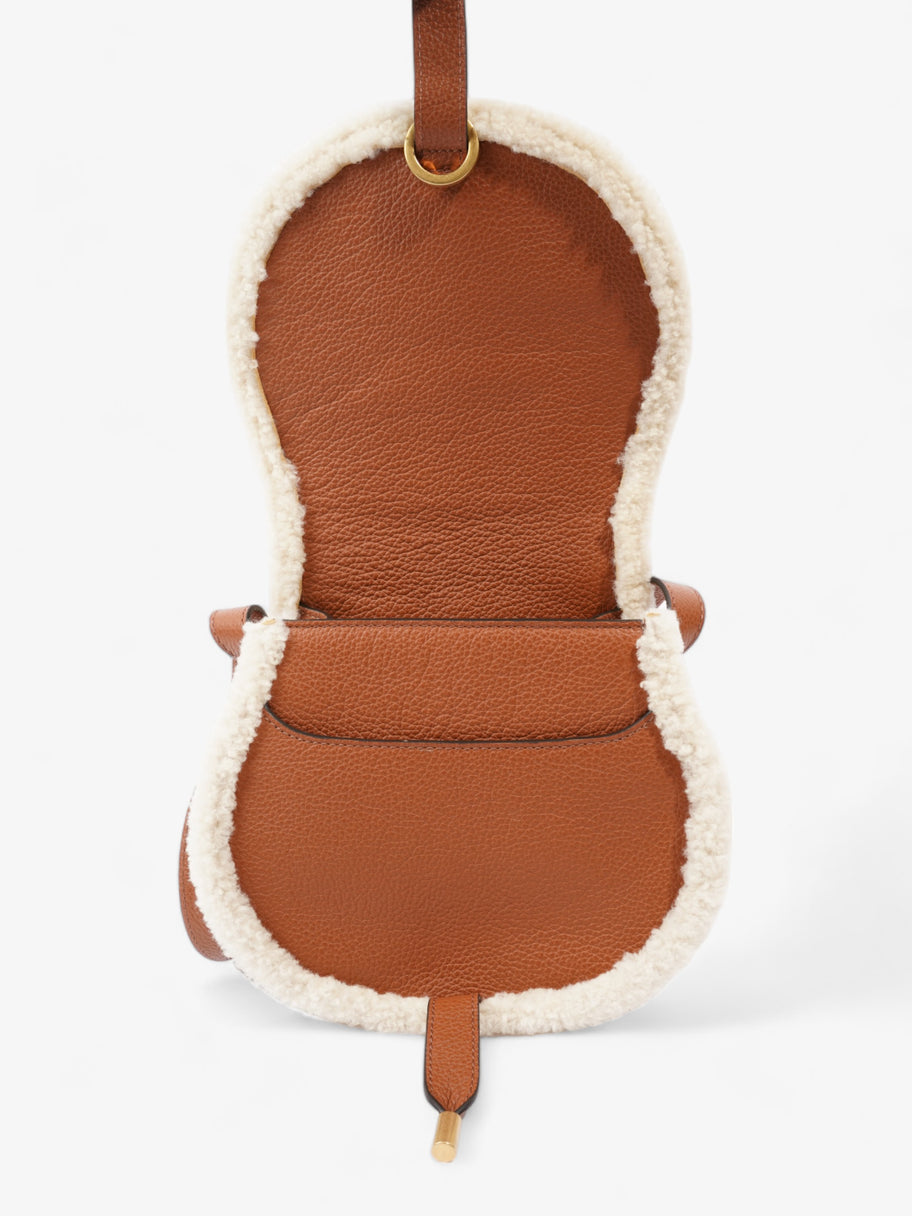 Shearling-Trim Marcie Saddle Tan Leather Mini Image 8