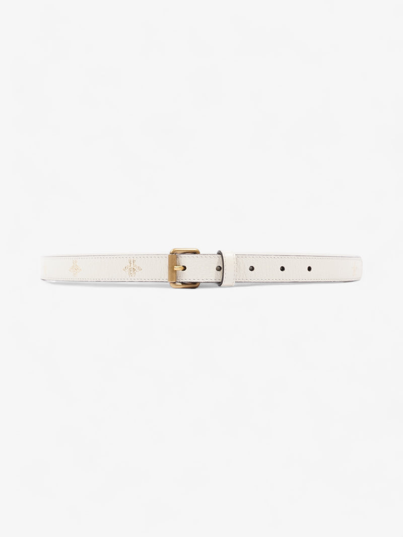  Gucci Bee Star Belt White Leather 100cm 40