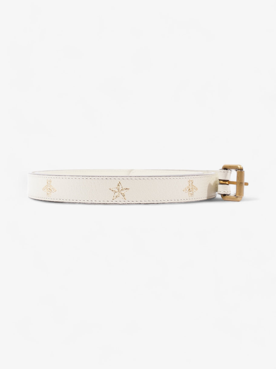 Gucci Bee Star Belt White Leather 100cm 40