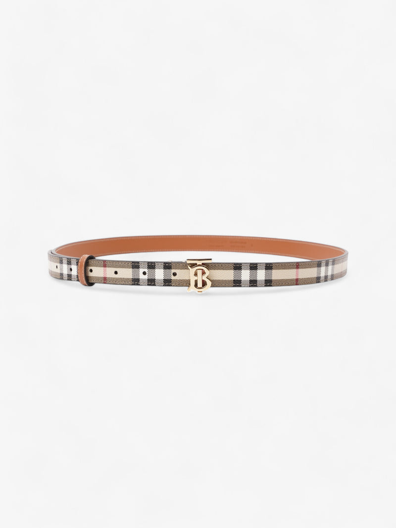  Burberry TB Belt Vintage Check / Light Gold Canvas Large - 117cm