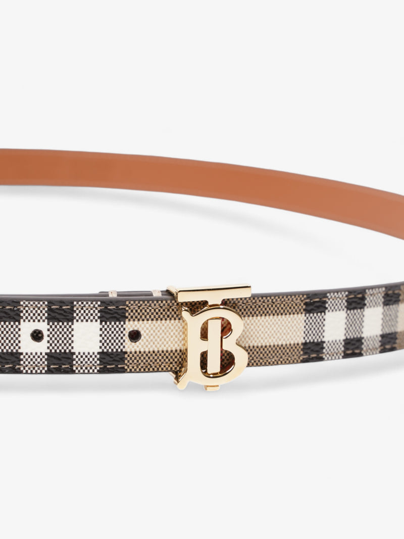  Burberry TB Belt Vintage Check / Light Gold Canvas Large - 117cm